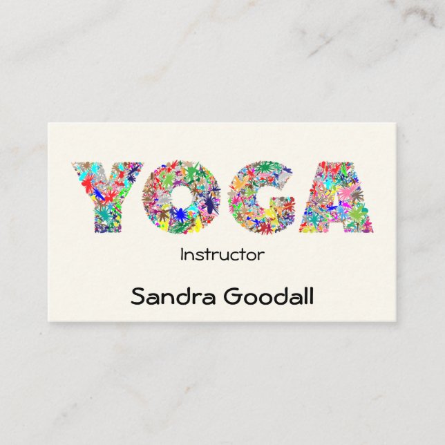 YOGA Instructor Pretty Personalised Business Cards (Front)
