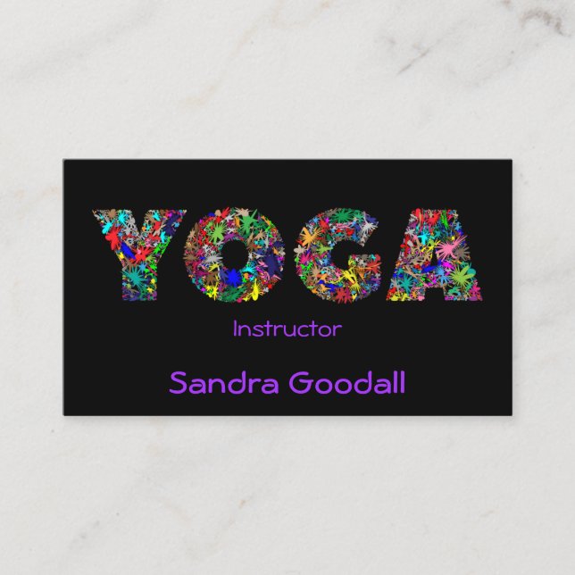 YOGA Instructor Pretty Personalised Business Cards (Front)