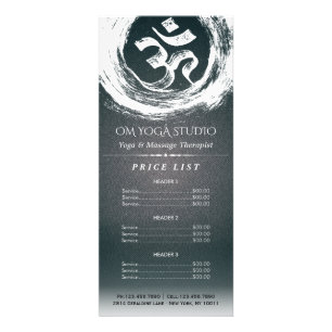YOGA Instructor Price List Calligraphy OM ZEN Sign Rack Card