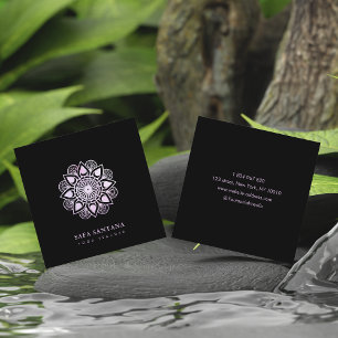 Yoga Instructor Purple Holographic Mandala Square Business Card