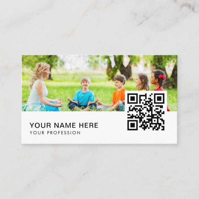 Yoga instructor QR Code  Business Card (Front)