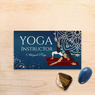 Yoga Instructor Red, Gold and Blue Mandalla  Business Card