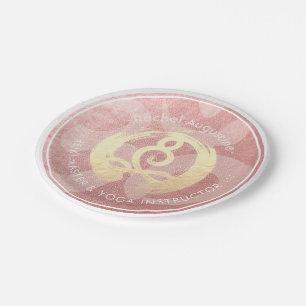 Yoga Instructor Rose Gold Meditation Pose ZEN OM Paper Plate