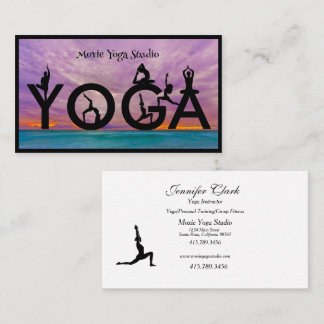 Yoga Instructor Several Unique Poses Business Card