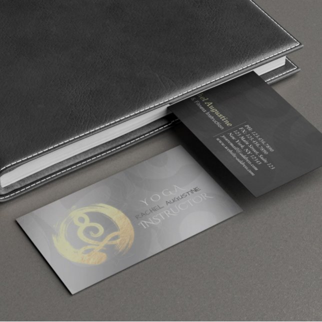 Yoga Instructor Silver Gold Meditation Pose ZEN OM Business Card (Creator Uploaded)