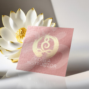 Yoga Instructor Silver Gold Meditation Pose ZEN OM Square Business Card