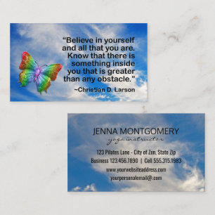 Yoga Instructor Sky Motivational Quote Butterfly Business Card