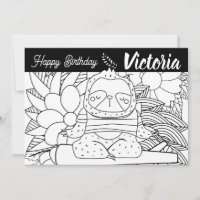 Yoga Instructor Sloth Birthday Floral Colouring