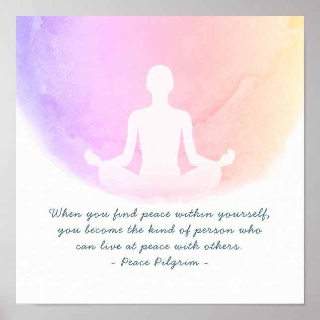 Yoga Instructor Studio Meditation Easy Pose Quotes Poster (Front)