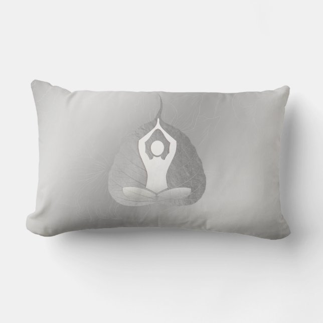 Yoga Instructor Studio Meditation Pose Bodhi Leaf  Lumbar Cushion (Front)