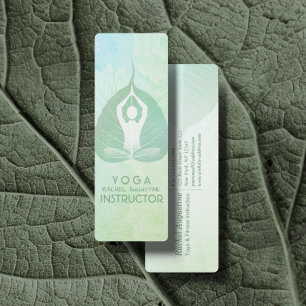Yoga Instructor Studio Meditation Pose Bodhi Leaf  Mini Business Card