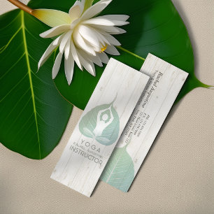 Yoga Instructor Studio Meditation Pose Bodhi Leaf Mini Business Card