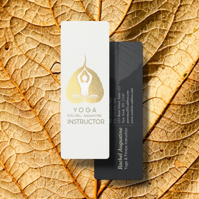 Yoga Instructor Studio Meditation Pose Bodhi Leaf  Mini Business Card (Creator Uploaded)