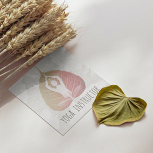 Yoga Instructor Studio Meditation Pose Bodhi Leaf Square Business Card