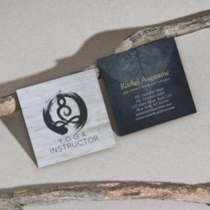 Yoga Instructor Studio Meditation Pose Bodhi Leaf Square Business Card