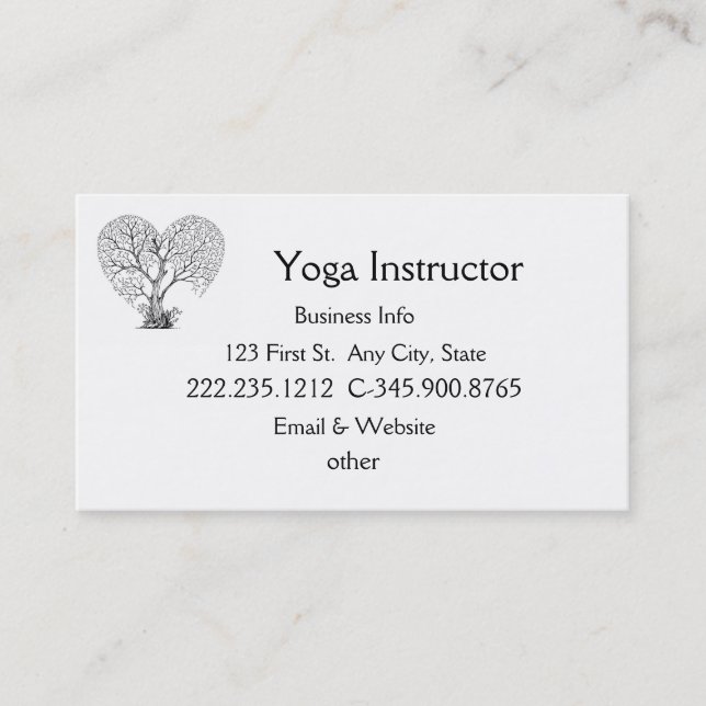 Yoga Instructor Studio Tree  Business Card (Front)