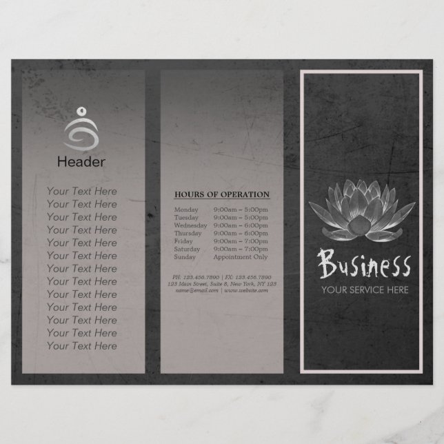 Yoga Instructor Studio Tri-Fold Brochure Lotus (Front)