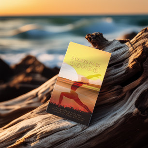 Yoga Instructor Sunset Half Moon Pose 5 Class Pass Loyalty Card