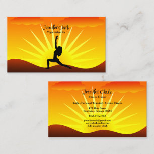 Yoga Instructor Sunset Yoga Pose Silhouette Business Card