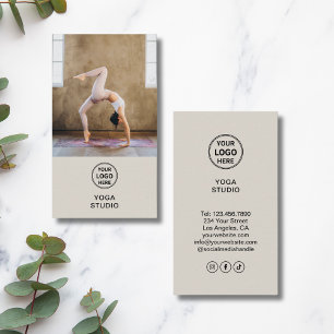 Yoga Instructor Teacher Custom Logo Photo Business Card