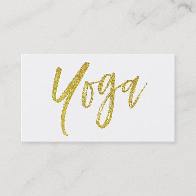 *~* Yoga Instructor Teacher Gold White Modern Business Card (Front)
