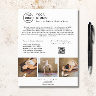 Yoga Instructor Teacher White Promotional Business Flyer
