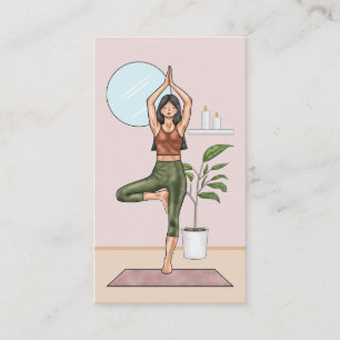 Yoga Instructor Tree Pose Balance Fitness Trainer Business Card