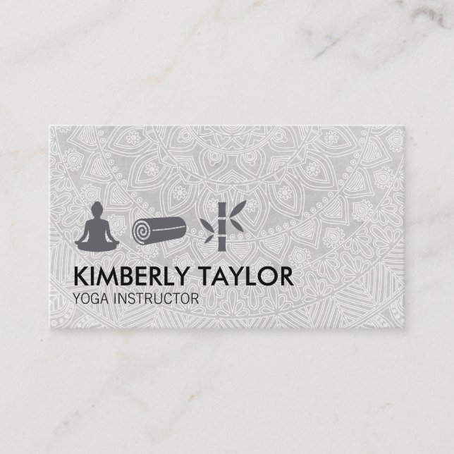 Yoga Instructor Tribal Pattern Meditation Business Card (Front)