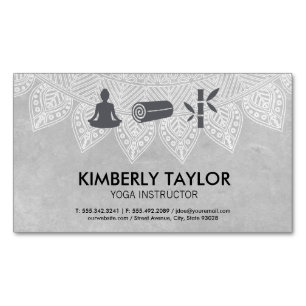 Yoga Instructor Tribal Pattern Meditation Magnetic Business Card