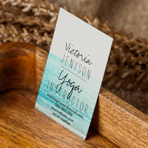 yoga instructor typography beach photo business card