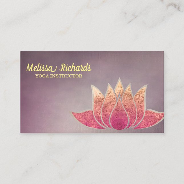 Yoga Instructor Vintage Lotus Flower Business Card (Front)