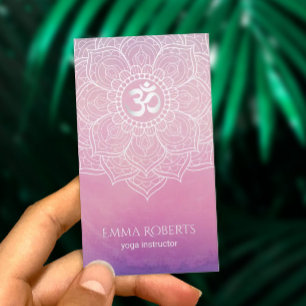 Yoga Instructor Watercolor Lotus Mandala Namaste Business Card