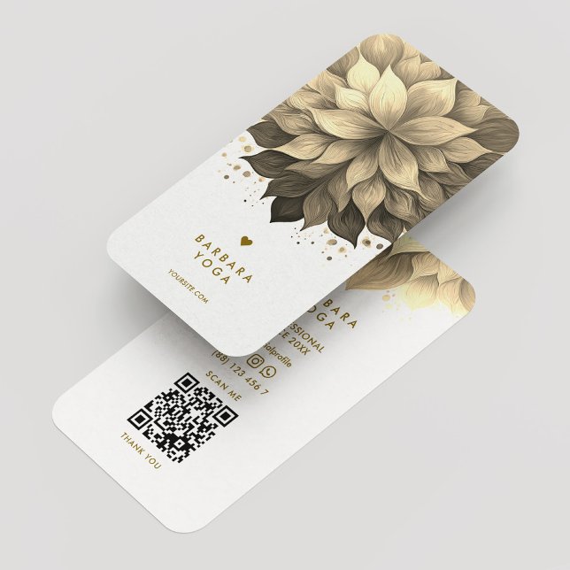 Yoga Instructor Wellness Spa Elegant White Lotus Business Card (Yoga Instructor Wellness Spa Elegant White Lotus Business Card
)
