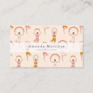 Yoga Instructor Women Yoga Pose Light Pink Business Card