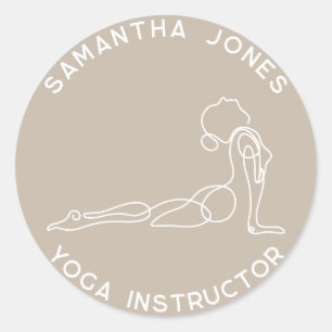 Yoga instructor yogi pose modern studio business classic round sticker