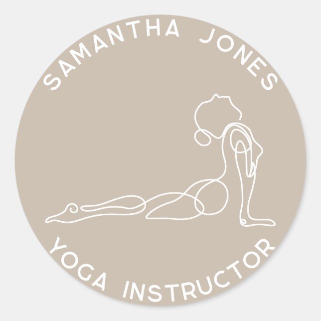 Yoga instructor yogi pose modern studio business classic round sticker (Front)