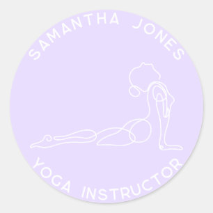Yoga instructor yogi pose modern studio business classic round sticker