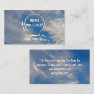 Yoga Instructor Zen Blue Sky Clouds Relax Business Card