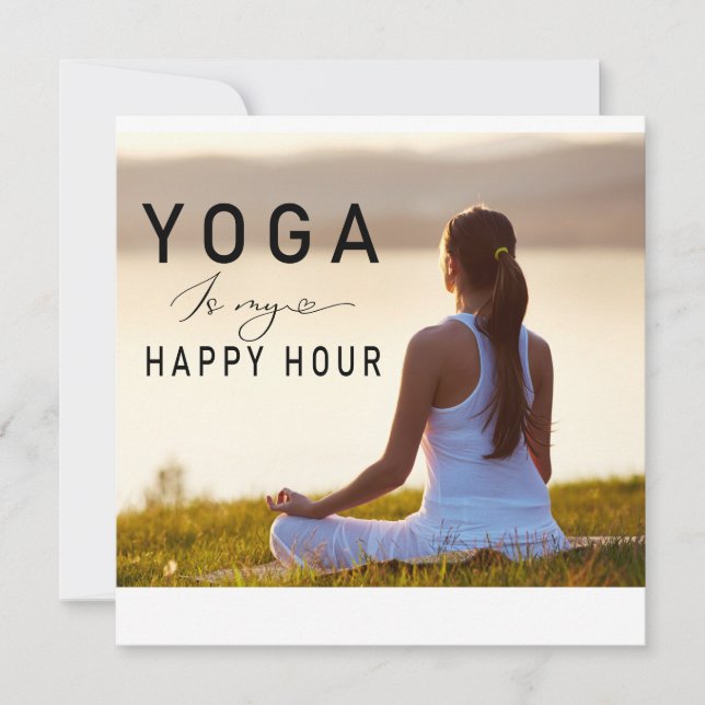 Yoga is my happy hour Woman posing yoga  Invitation (Front)