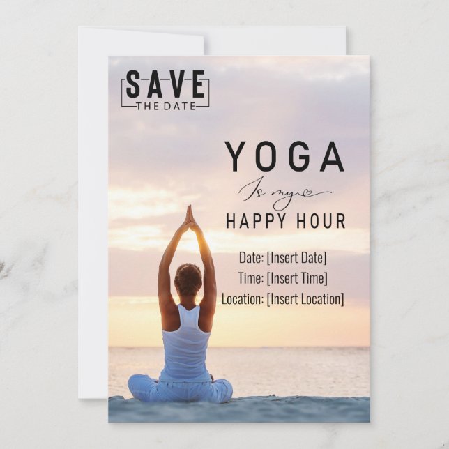 Yoga is my happy hour Woman posing yoga  Invitation (Front)