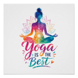 Yoga Is the Best – Colourful Meditation Silhouette Poster