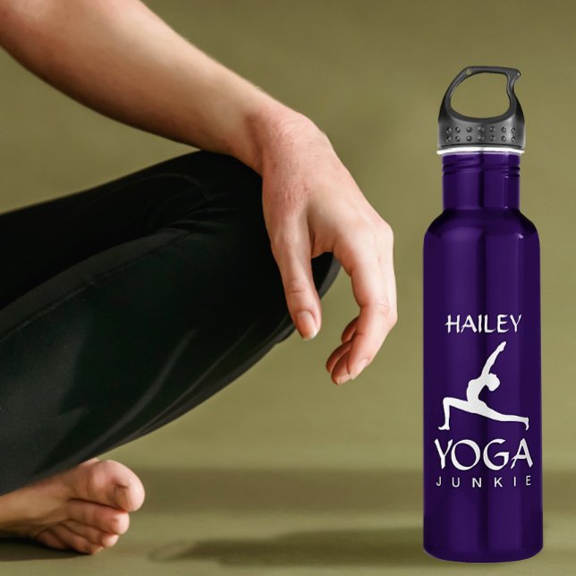 Yoga Junkie White Silhouette 24 Oz Water Bottle (Creator Uploaded)