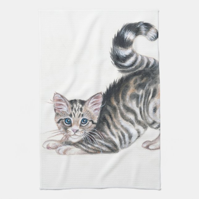yoga kitten tea towel (Vertical)