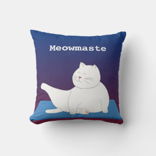 Yoga Kitty Throw Pillow, 16" x 16" Cushion