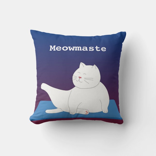 Yoga Kitty Throw Pillow, 16" x 16" Cushion (Front)