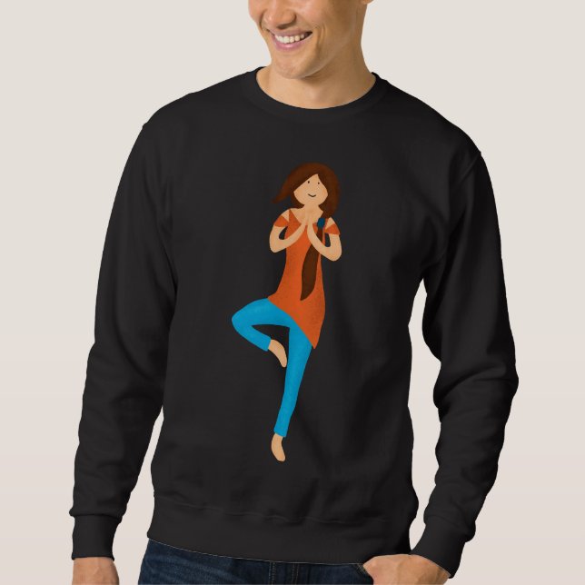 Yoga Lady Standing On One Leg Tree Pose Sweatshirt (Front)