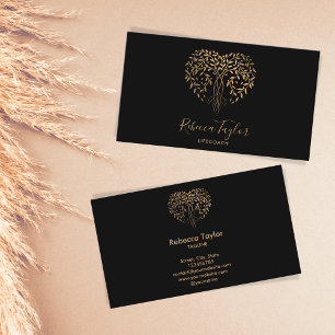 yoga life coach therapy heart tree of life business card