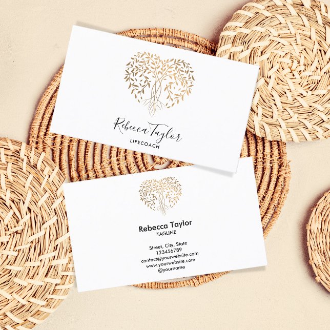 yoga life coach therapy heart tree of life business card (Creator Uploaded)