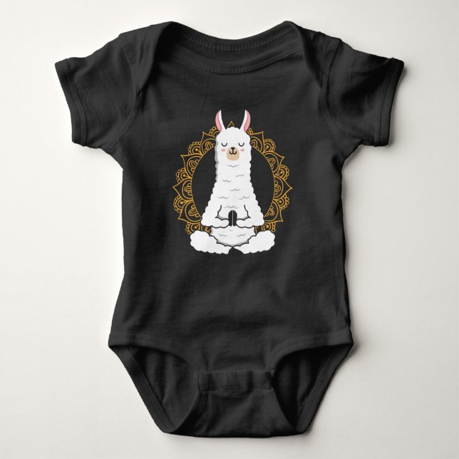 Yoga Llama Alpaca Namaste relaxing Animal Baby Bodysuit (Front)