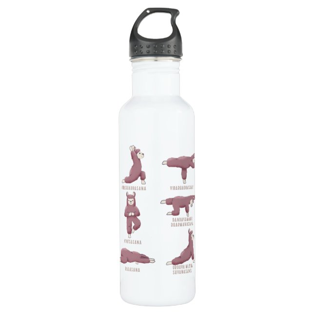 Yoga Llama Alpaca Yoga Positions 710 Ml Water Bottle (Front)
